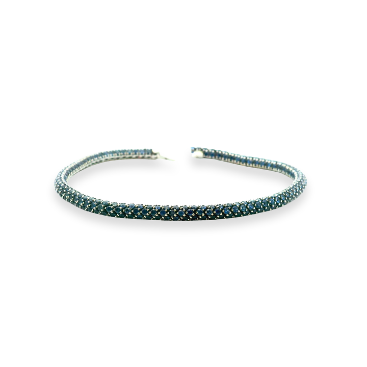 Estate 18K White Gold 9.17CTW Blue Sapphire Snake Bracelet