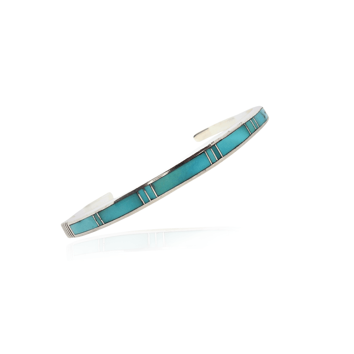 Estate Sterling Silver Turquoise Inlay Cuff Bracelet