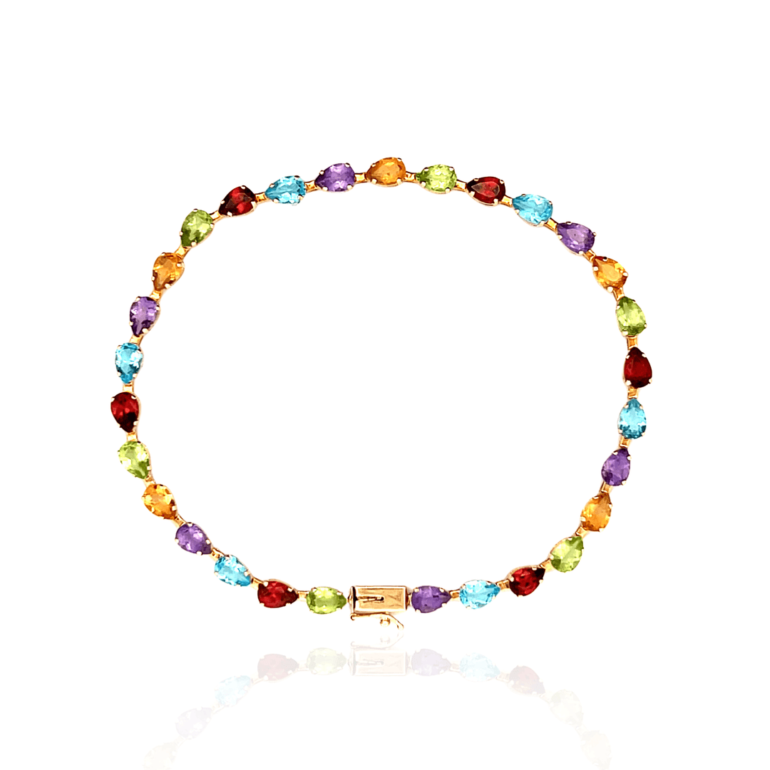 Estate 14K Yellow Gold 13.10CTW Pear-Shaped Multi-Gemstone Bracelet