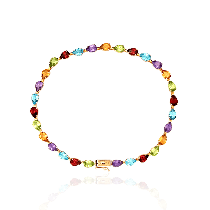 Estate 14K Yellow Gold 13.10CTW Pear-Shaped Multi-Gemstone Bracelet