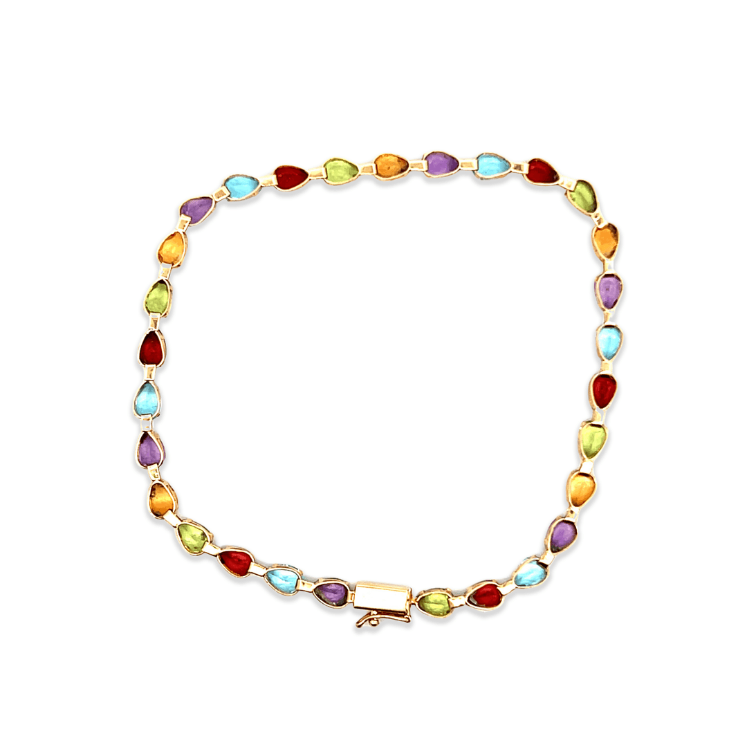 Estate 14K Yellow Gold 13.10CTW Pear-Shaped Multi-Gemstone Bracelet