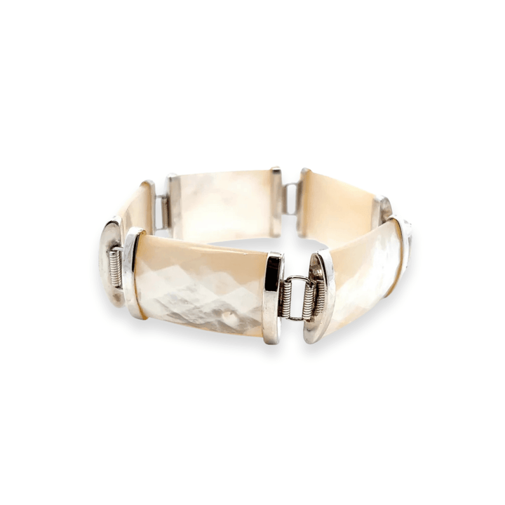 Estate Sterling Silver Mother of Pearl Link Bracelet