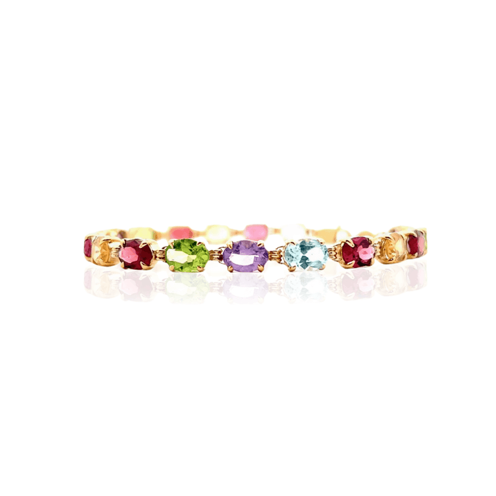 Estate 14K Yellow Gold 15.72CTW Oval Multi-Gemstone Link Bracelet