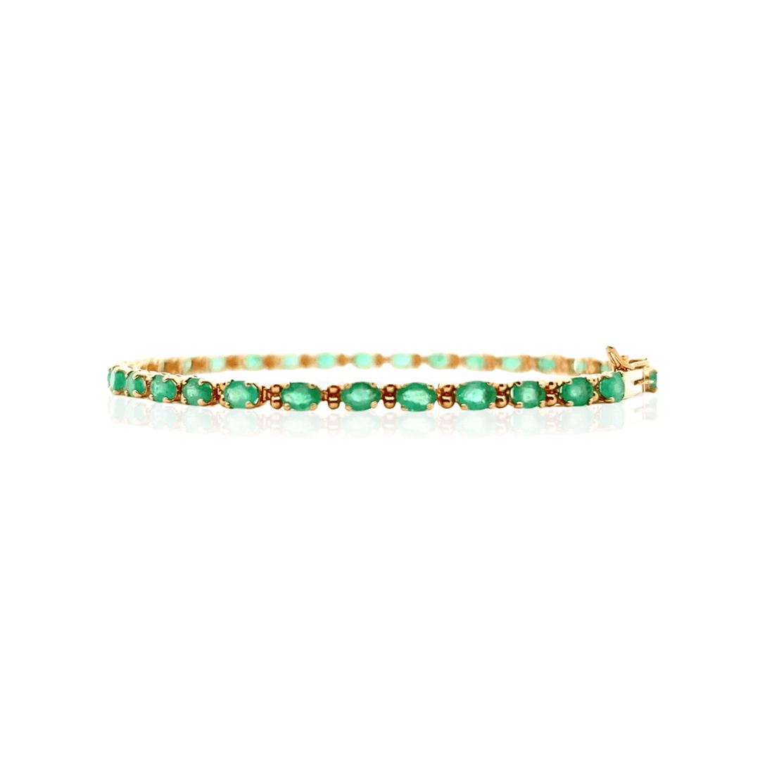 Estate 14K Yellow Gold 5.44CTW Oval Emerald Link Bracelet