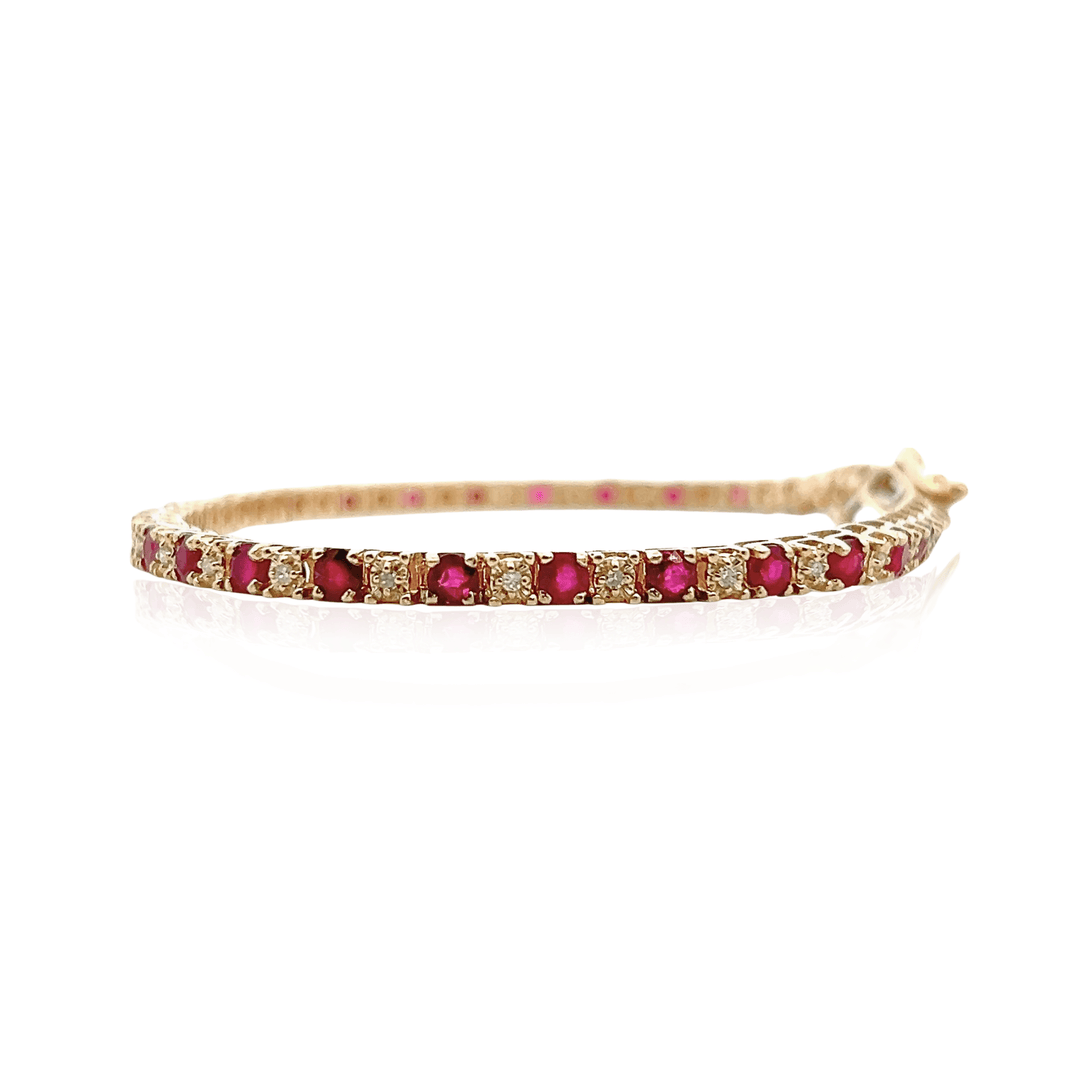 Estate 14K Yellow Gold 4.80CTW Ruby & Diamond Tennis Bracelet