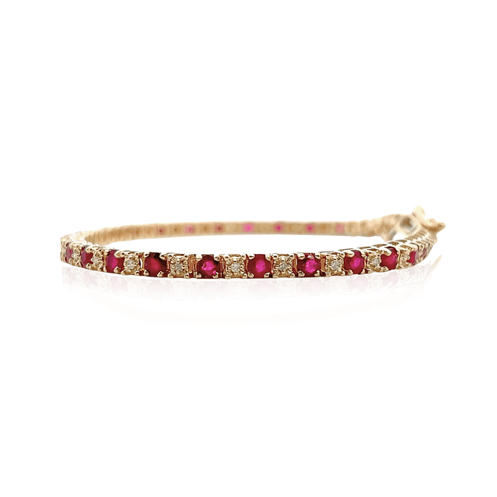 Estate 14K Yellow Gold 4.80CTW Ruby & Diamond Tennis Bracelet