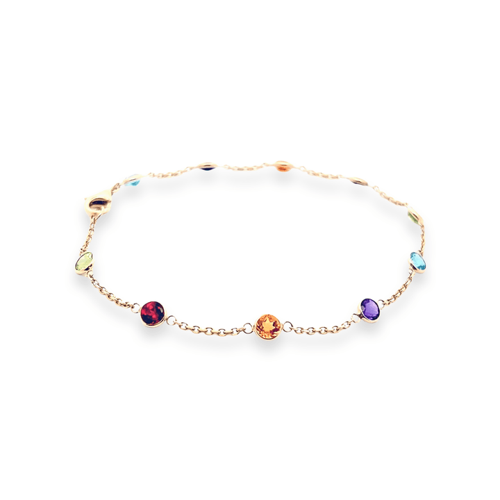 Estate 14K Yellow Gold 2.92CTW Multi-Gemstone Station Bracelet from the Effy Mosaic Collection