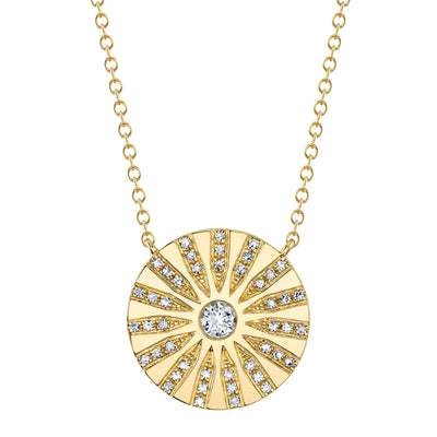 14K Yellow Gold 0.20CTW Diamond Sunburst Medallion by Shy Creation