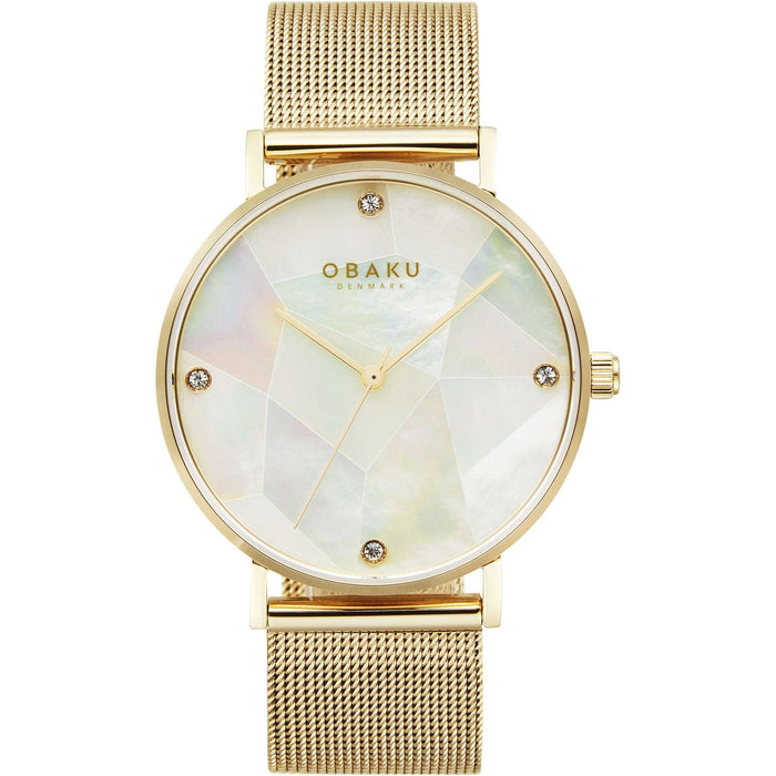 Obaku Mosaik Women's Gold-Tone Mother-of-Pearl Mesh Watch