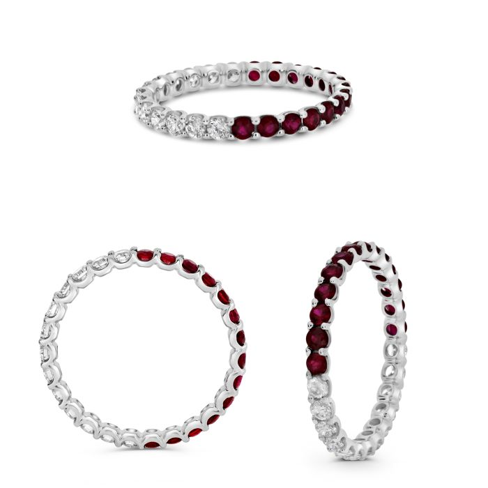 14K White Gold 1.04CTW Ruby & Diamond Eternity Band