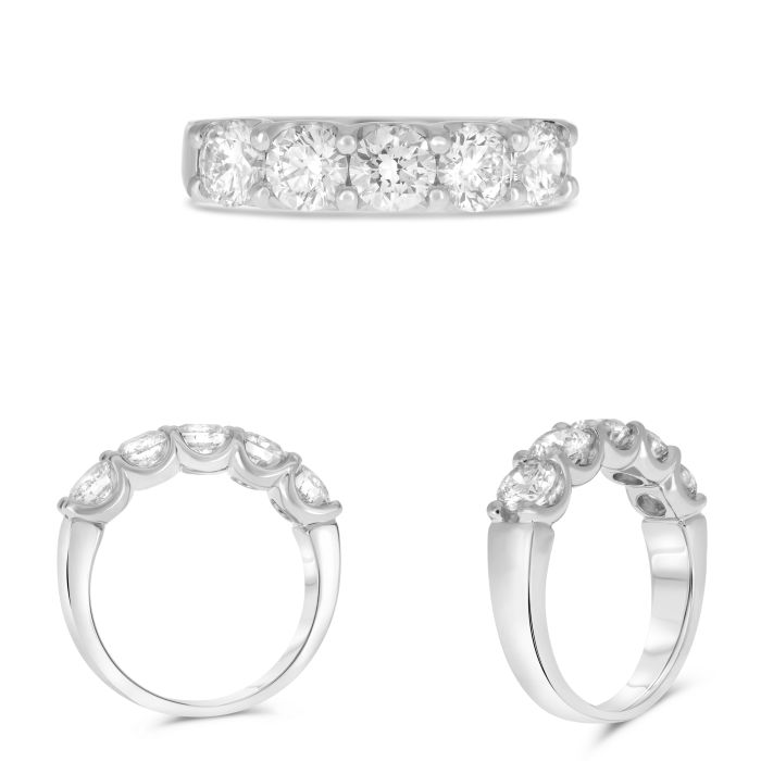 14K White Gold 2 Carat Diamond Five Stone Wedding Band