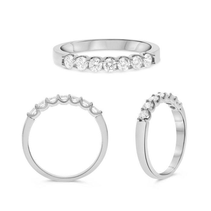 14K White Gold 0.50CTW Diamond Seven Stone Wedding Band