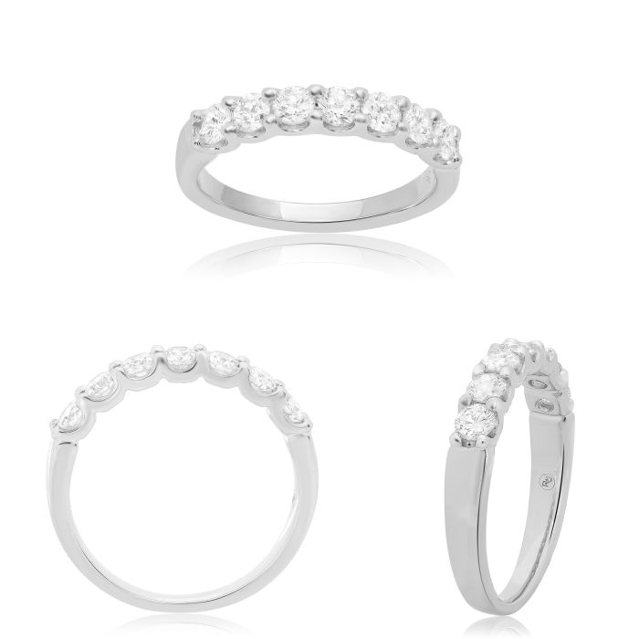 14K White Gold 0.75ctw Diamond Seven Stone Wedding Band