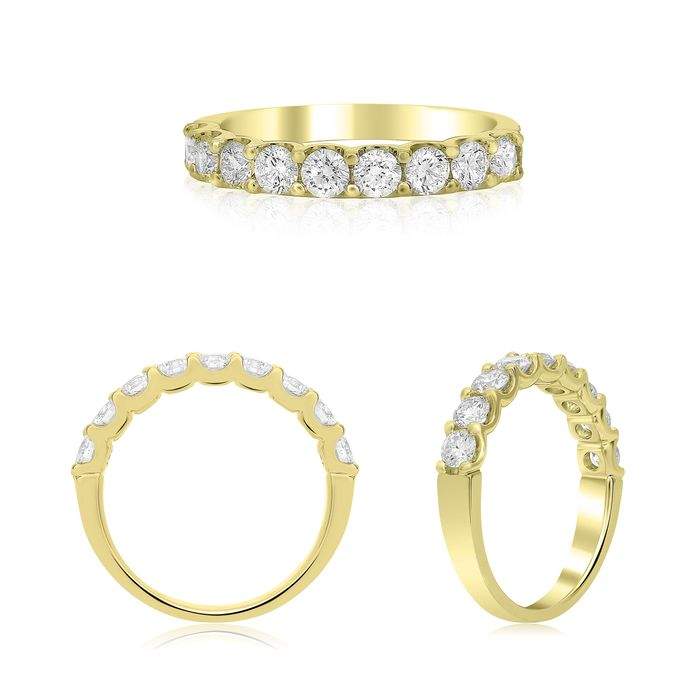 14K Yellow Gold 1.00ctw Nine Stone Diamond Wedding Band