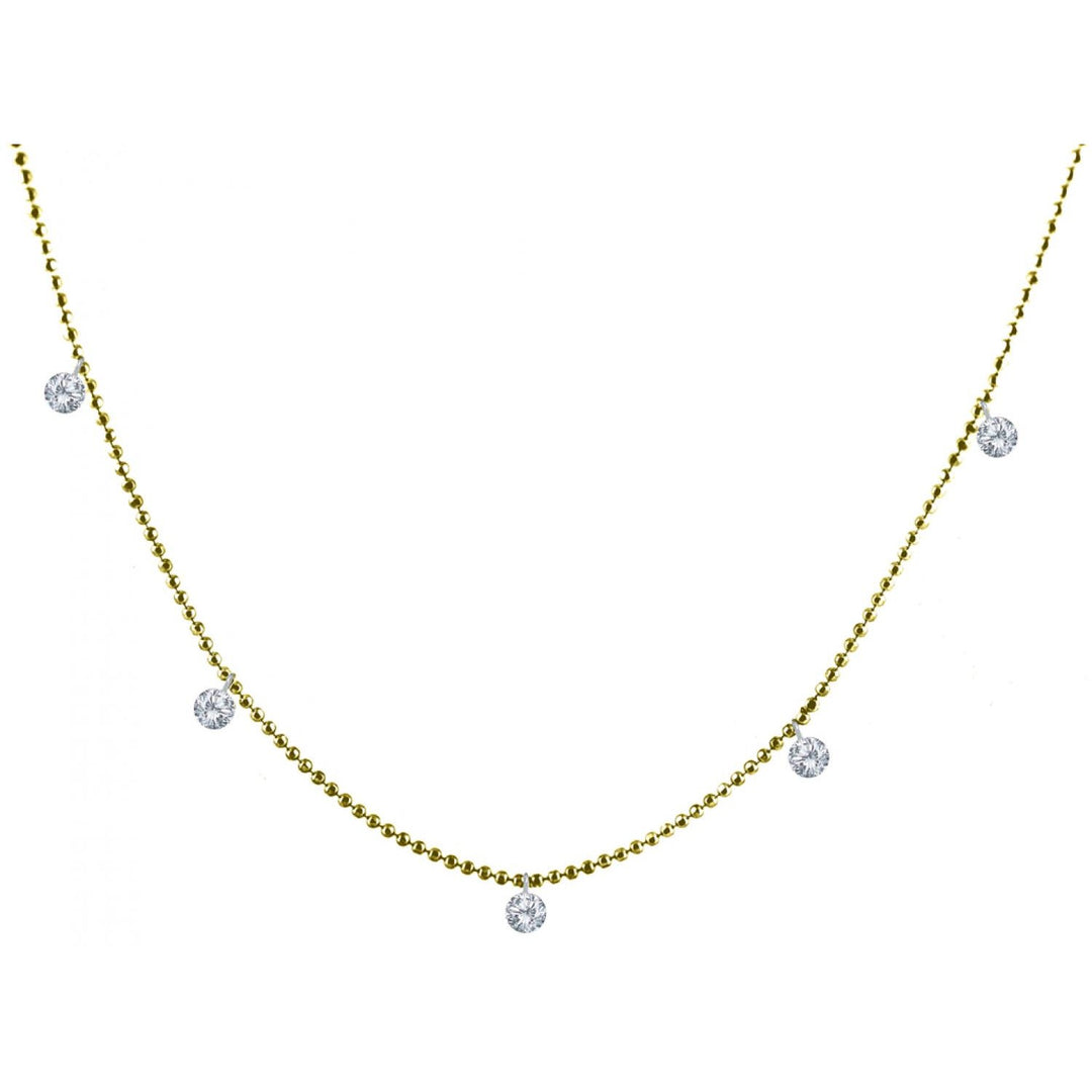 14K Yellow Gold 0.50CTWW Diamond Station Necklace