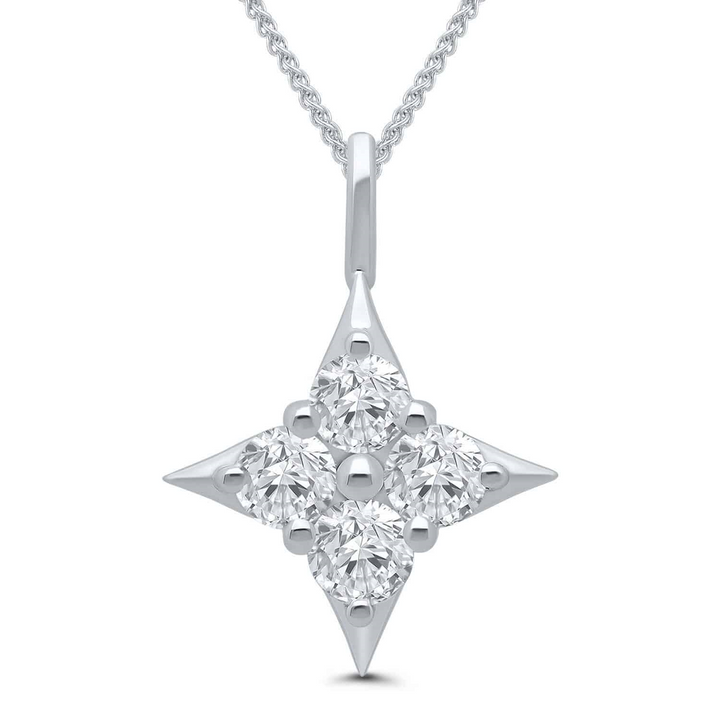 14K White Gold 0.75ctw Diamond Star Necklace
