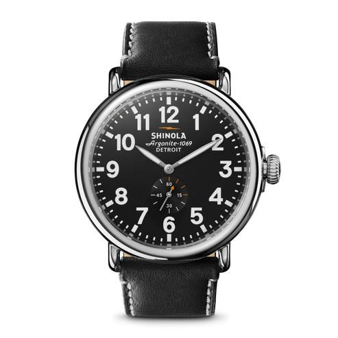 Shinola Runwell 47mm Black Dial Leather Strap Men's Watch