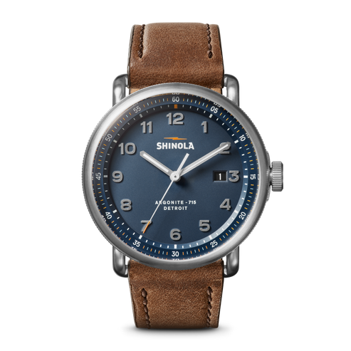 Shinola Canfield C56 43mm Blue Dial Tan Leather Strap Men's Watch