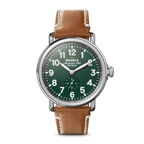 Shinola Runwell 41mm Green Dial Tan Leather Strap Men's Watch