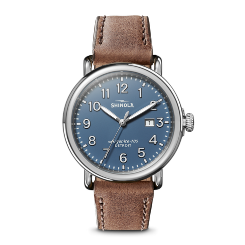 Shinola Runwell 41mm Blue Dial Tan Leather Strap Men's Watch