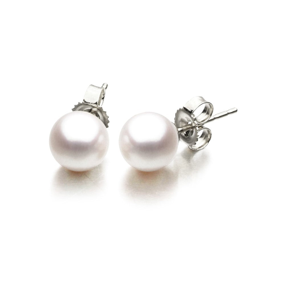 14K White Gold 5.5-6MM Akoya Pearl Stud Earrings