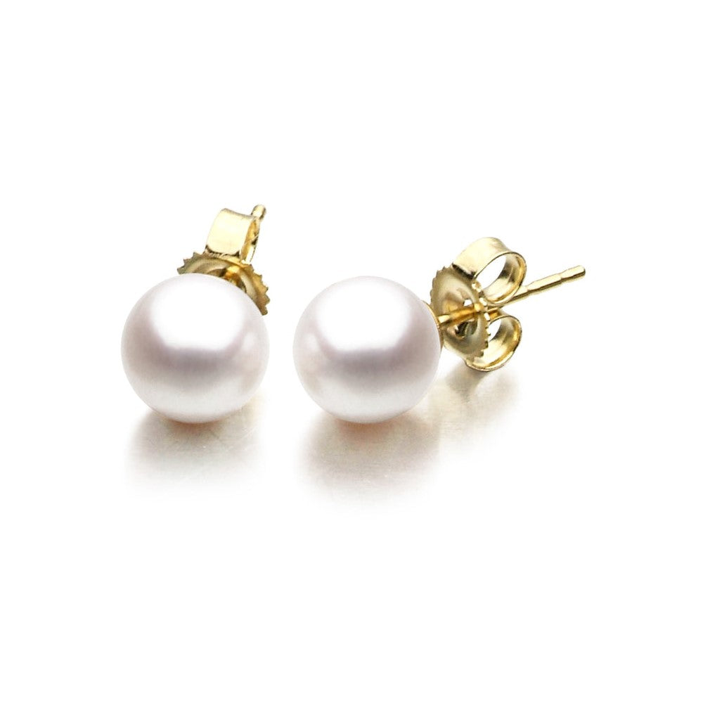 14K Yellow Gold 5-5.5MM Akoya Pearl Stud Earrings