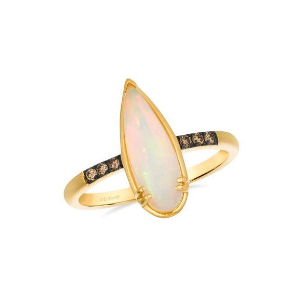 14K Yellow Gold 1.17CTW Pear Opal & Chocolate Diamond Ring by Le Vian