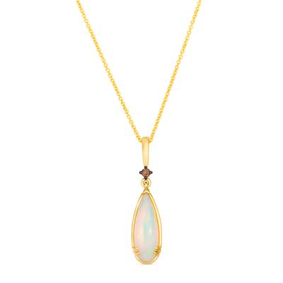 14K Yellow Gold 1.13CTW Pear-Shaped Opal & Diamond Drop Necklace by Le Vian