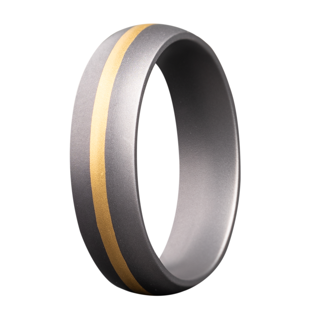 6mm Tantalum Men's Wedding Band - 22K Gold Inlay Design