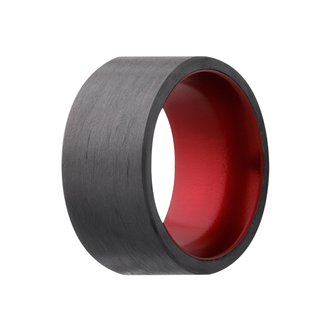 7mm Carbon Fiber Men's Wedding Band - Red Anodized Sleeve Design by Heavy Stone Rings