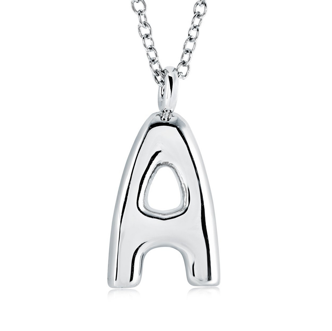 Stainless Steel Bubble Letter "A" Necklace