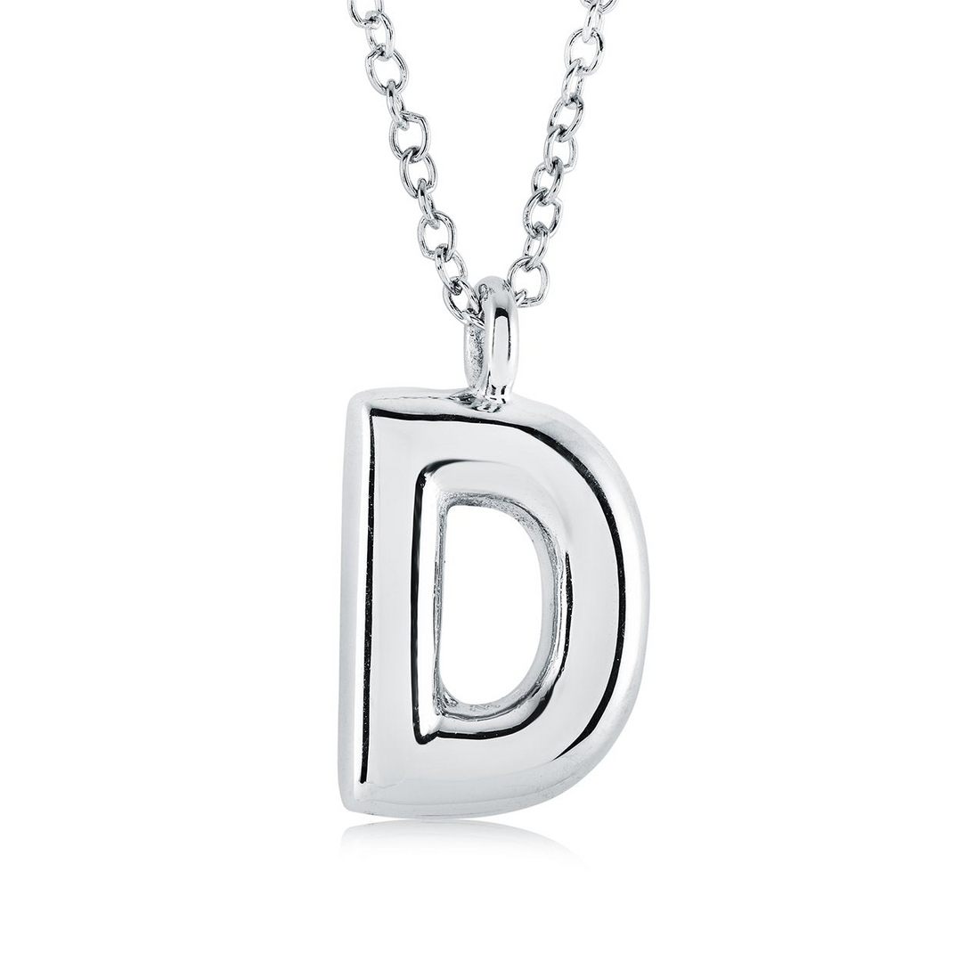 Stainless Steel Bubble Letter "D" Necklace