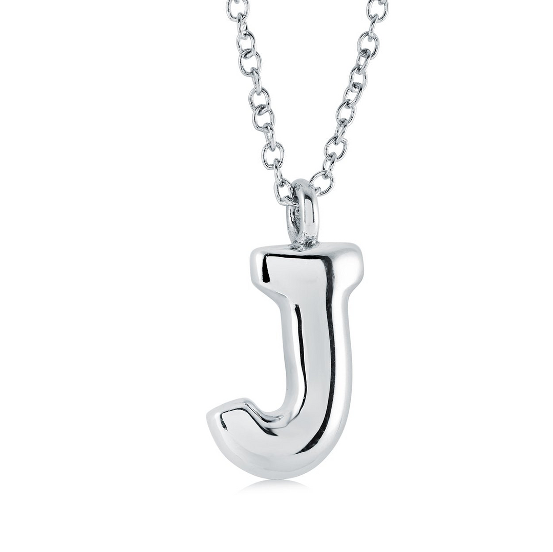 Stainless Stee Bubble Letter "J" Necklace