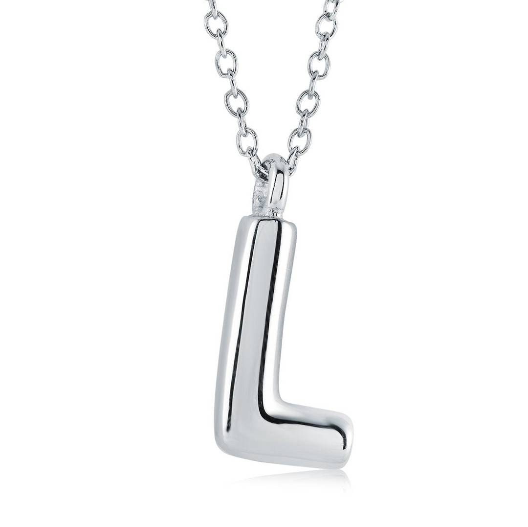Stainless Steel Bubble Letter "L" Necklace