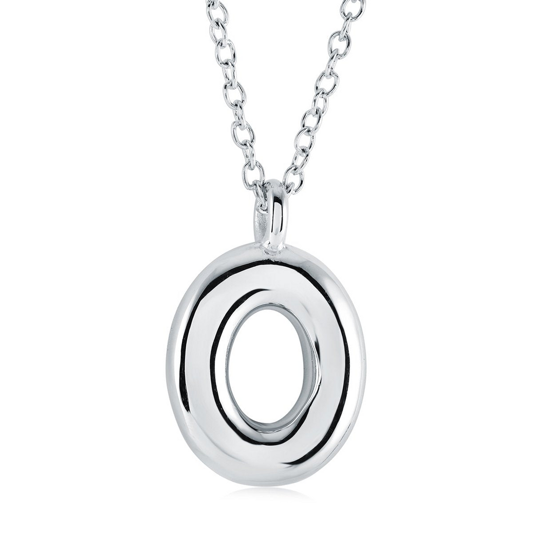 Stainless Steel Bubble Letter "O" Necklace