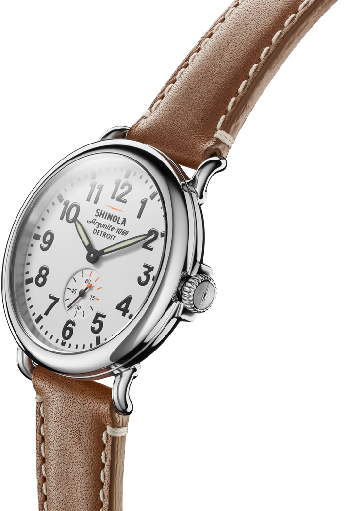 Shinola Runwell 41mm White Dial Tan Leather Strap Men's Watch