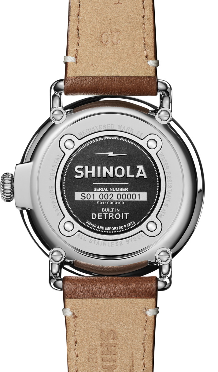 Shinola Runwell 41mm White Dial Tan Leather Strap Men's Watch