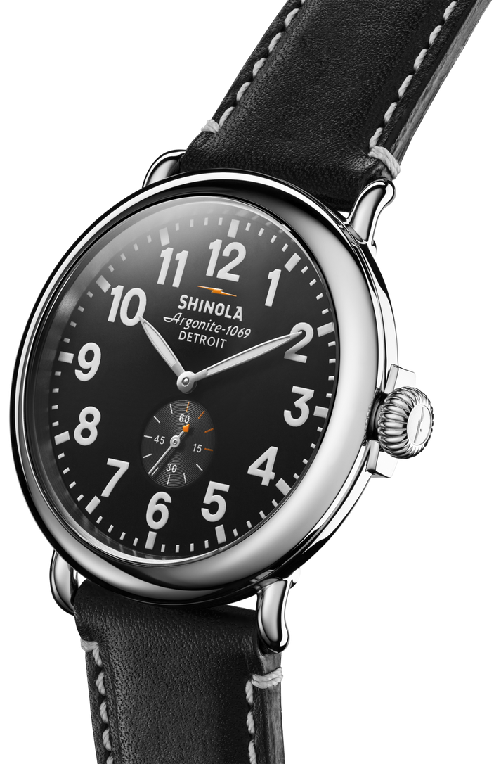Shinola Runwell 47mm Black Dial Leather Strap Men's Watch