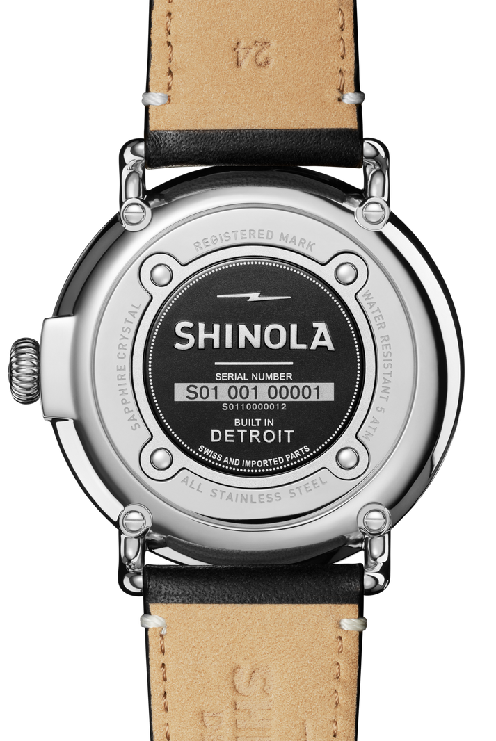 Shinola Runwell 47mm Black Dial Leather Strap Men's Watch