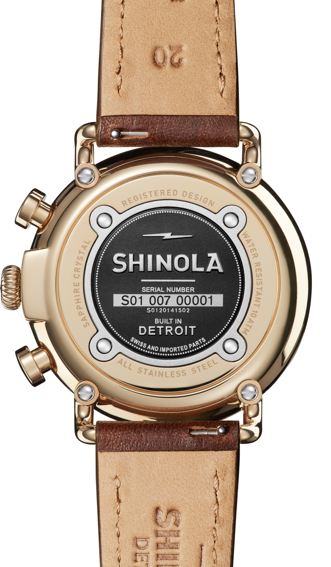Shinola Runwell 41mm Chronograph Ivory Dial Brown Leather Strap Men's Watch