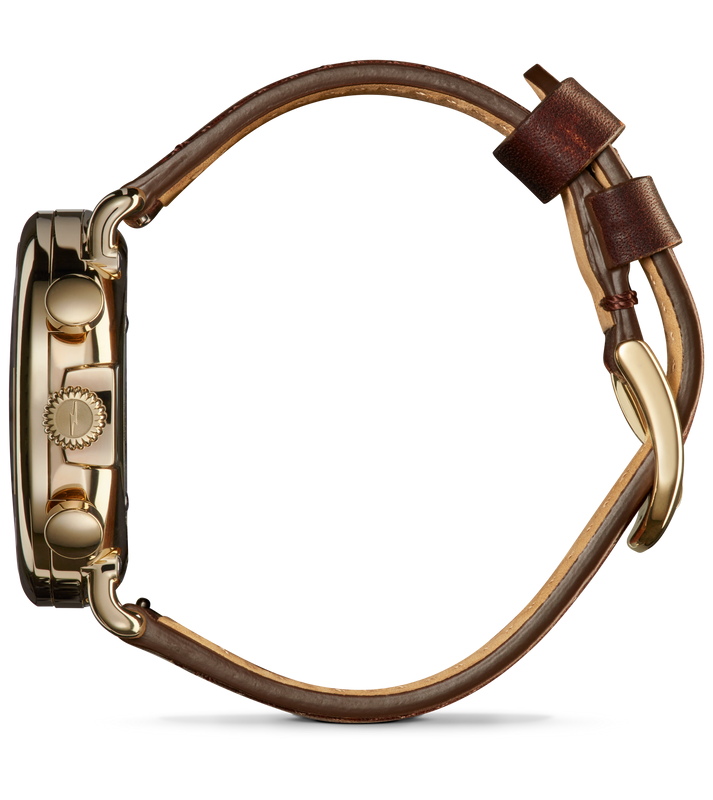 Shinola Runwell 41mm Chronograph Ivory Dial Brown Leather Strap Men's Watch
