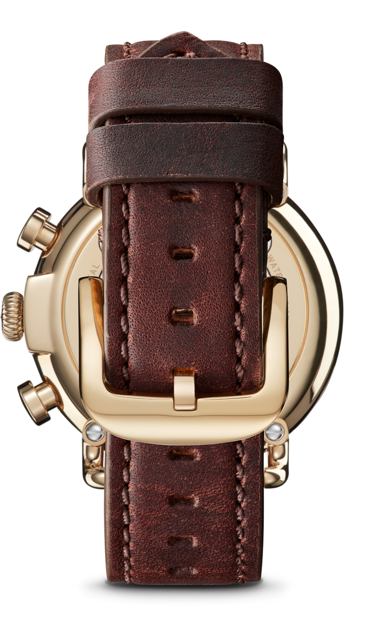 Shinola Runwell 41mm Chronograph Ivory Dial Brown Leather Strap Men's Watch