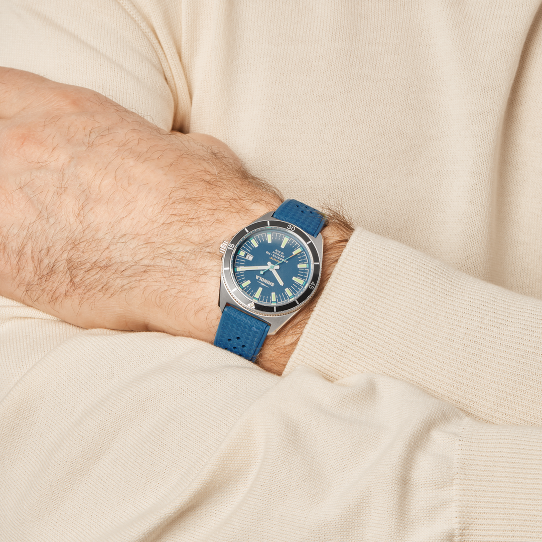 Shinola Duck 40mm Blue Dial Blue Rubber Strap Men's Watch