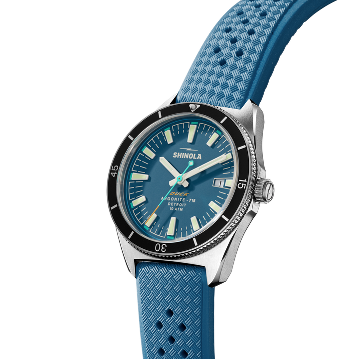 Shinola Duck 40mm Blue Dial Blue Rubber Strap Men's Watch