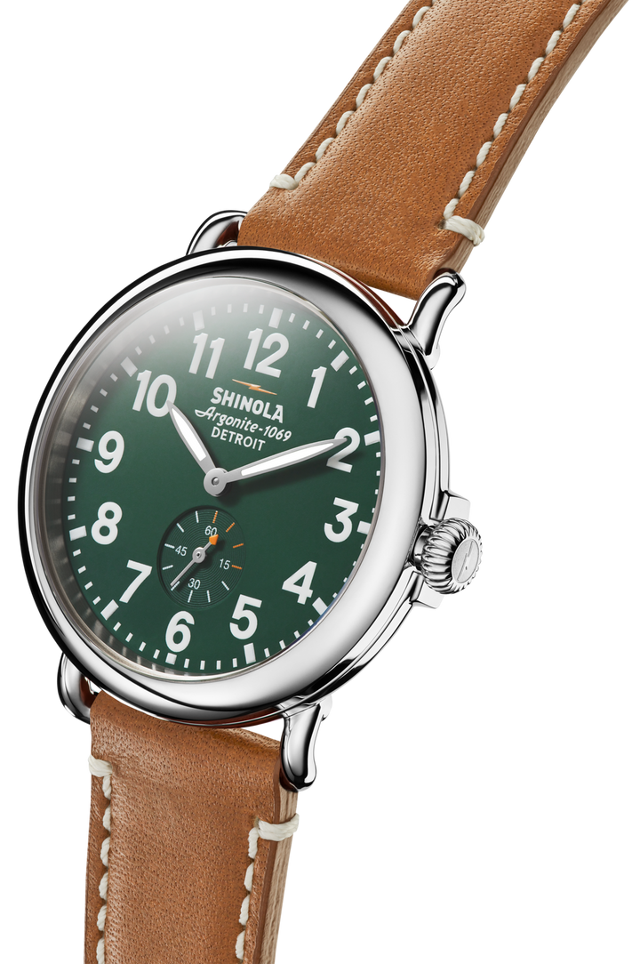 Shinola Runwell 41mm Green Dial Tan Leather Strap Men's Watch