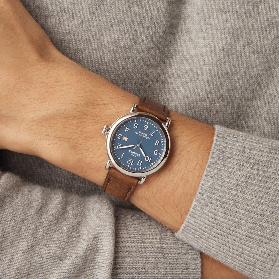Shinola Runwell 41mm Blue Dial Tan Leather Strap Men's Watch