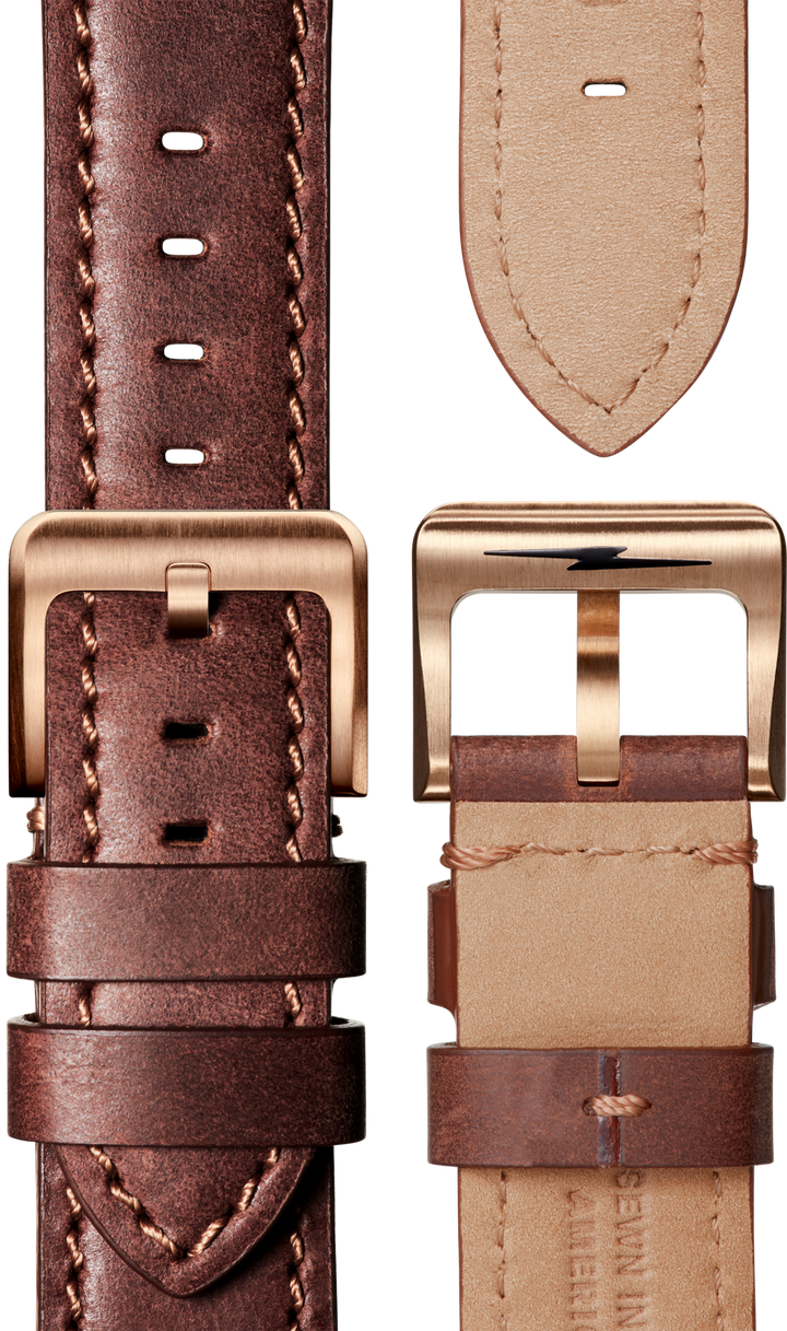 Shinola Monster 43mm Bronze Automatic Black Dial Dive Watch with Leather and Nylon Straps