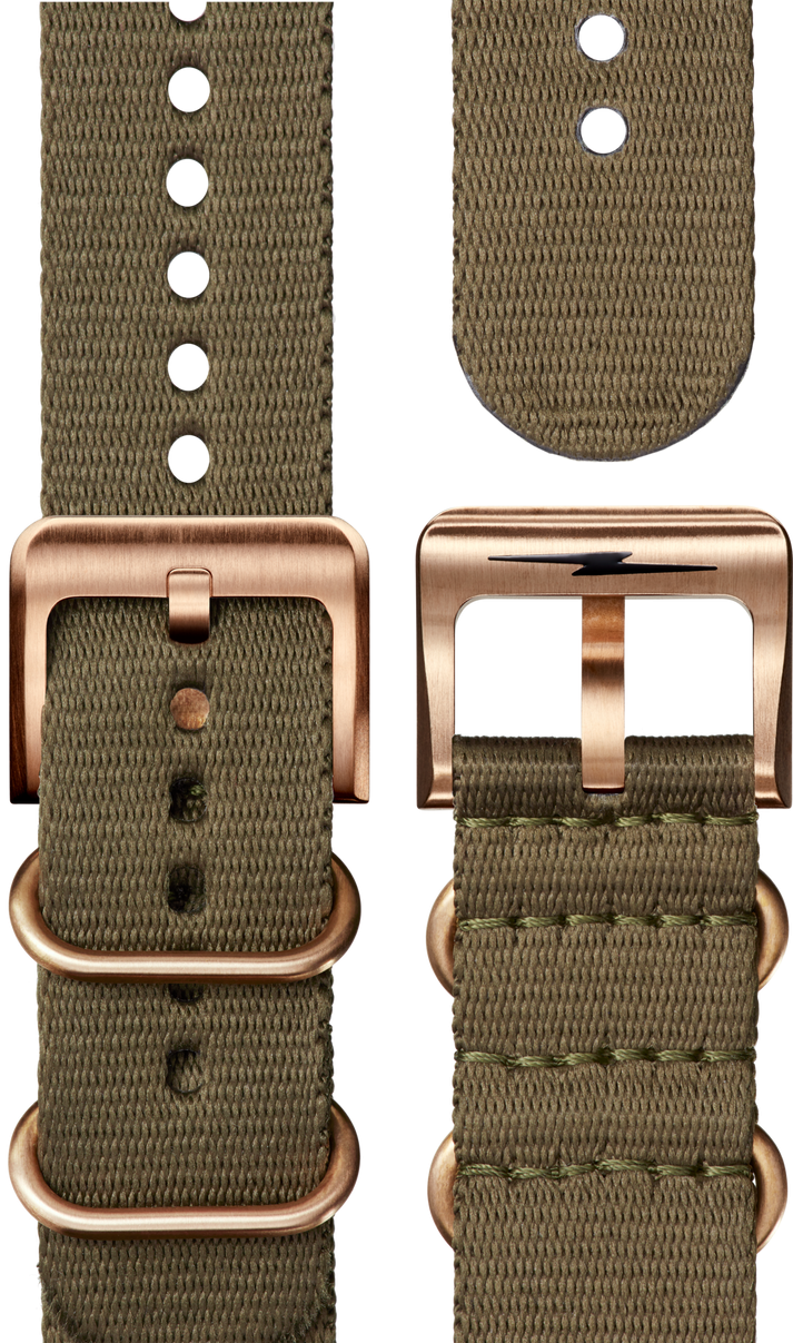 Shinola Monster 43mm Bronze Automatic Black Dial Dive Watch with Leather and Nylon Straps