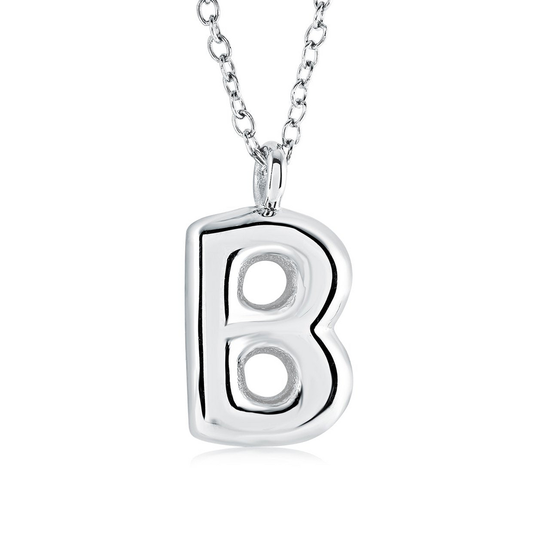 Stainless Steel Bubble Letter "B" Necklace