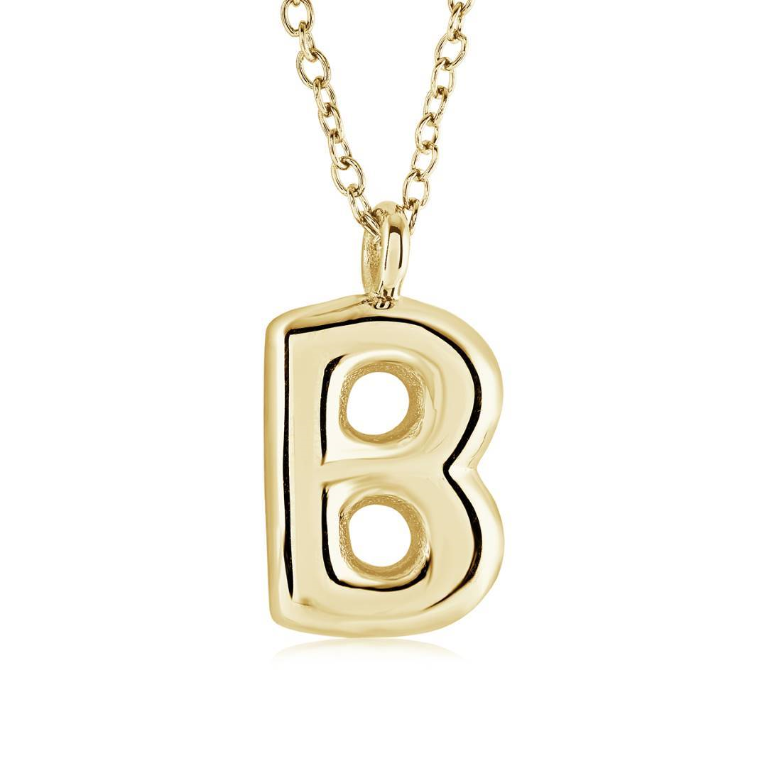 Yellow Gold IP Bubble Letter "B" Necklace